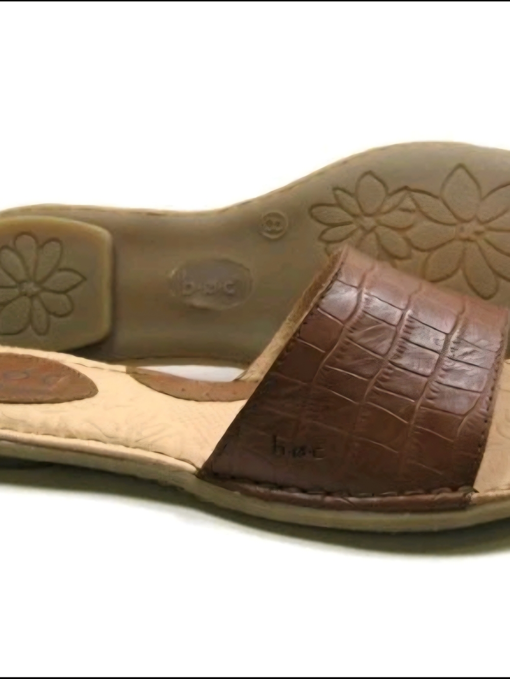 boc Brown Croc-Embossed Slide Sandal "Lia"